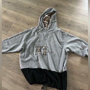 Vintage NY Jeans hoodie with Plaid hood